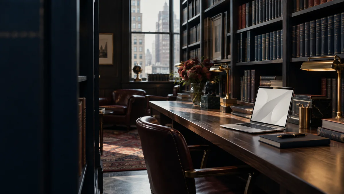 A cinematic agency research office, introducing Google and AI visibility. The Mangione Group.