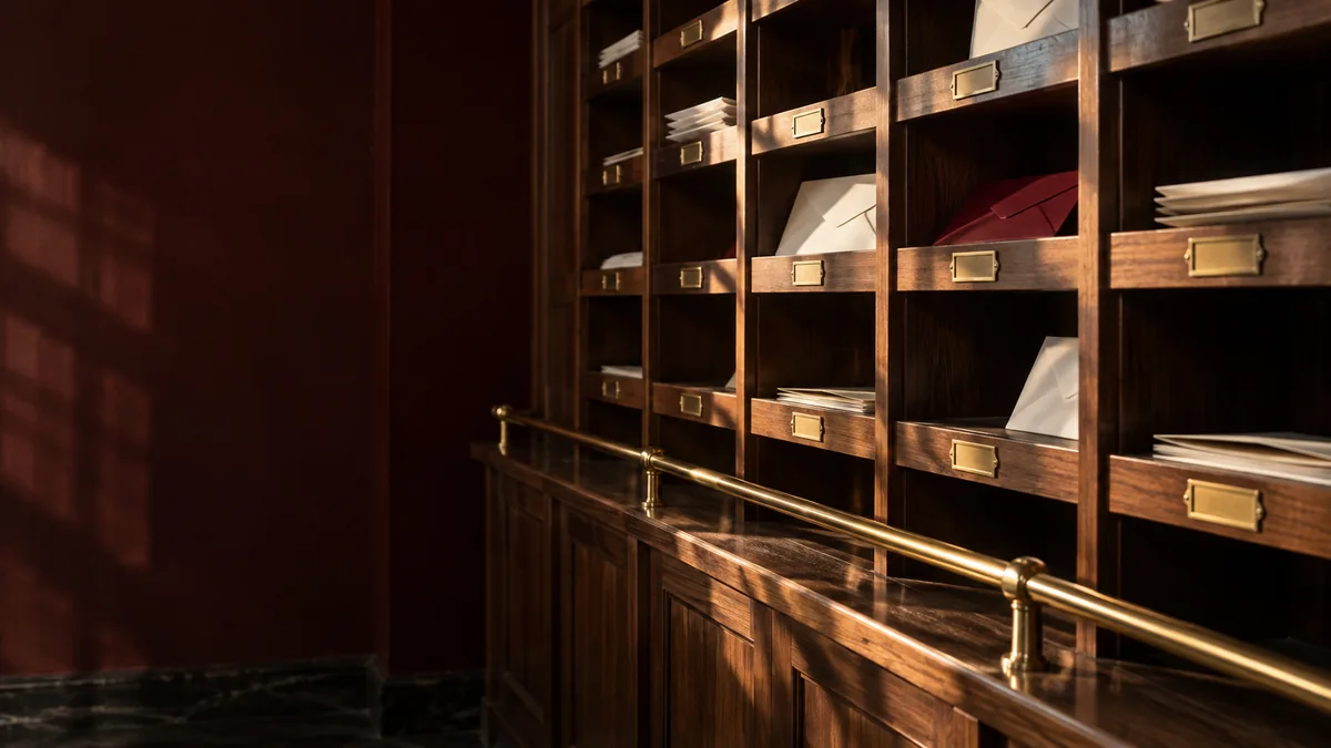 A cinematic office correspondence scene, introducing email campaigns. The Mangione Group.